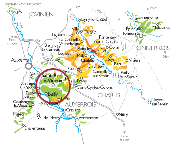 Carte Appellation Bourgogne Côtes d’Auxerre